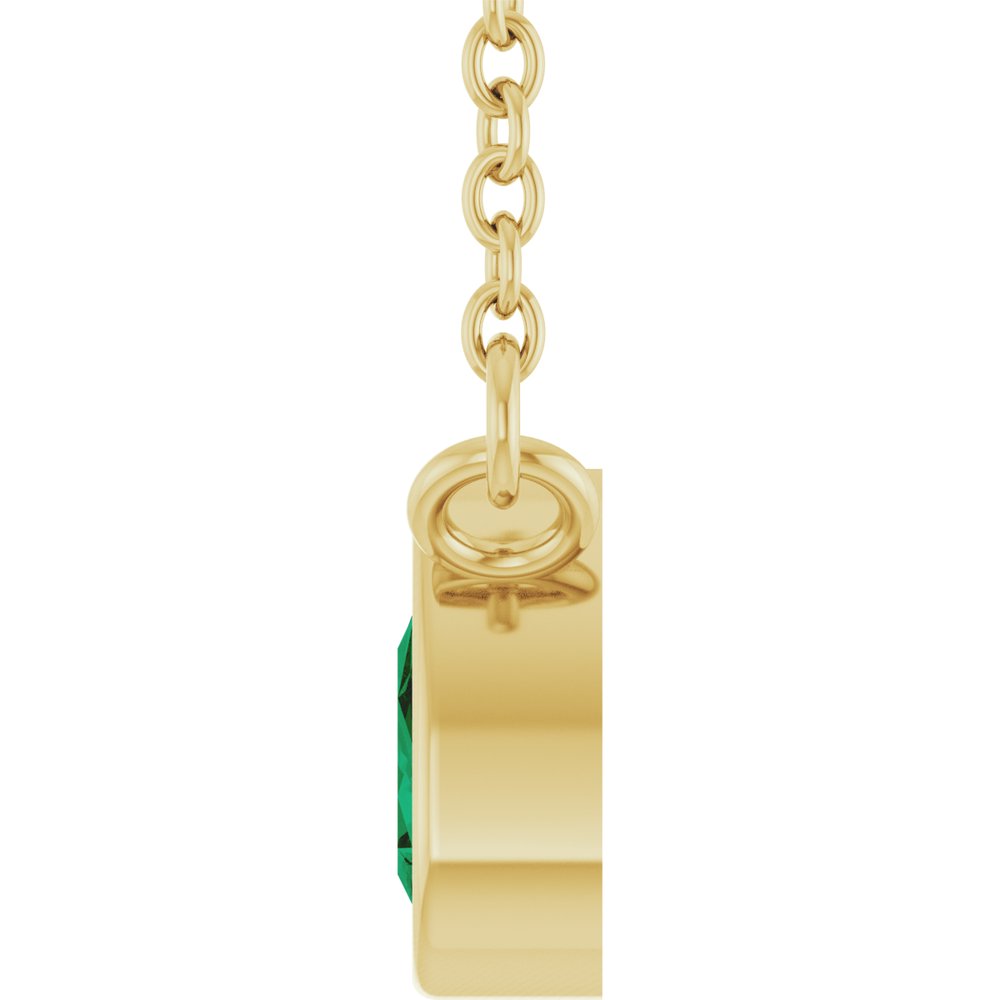 14K Yellow Gold Lab-Grown Emerald 18" Necklace
