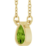 14K Yellow Gold Natural Peridot 18" Necklace