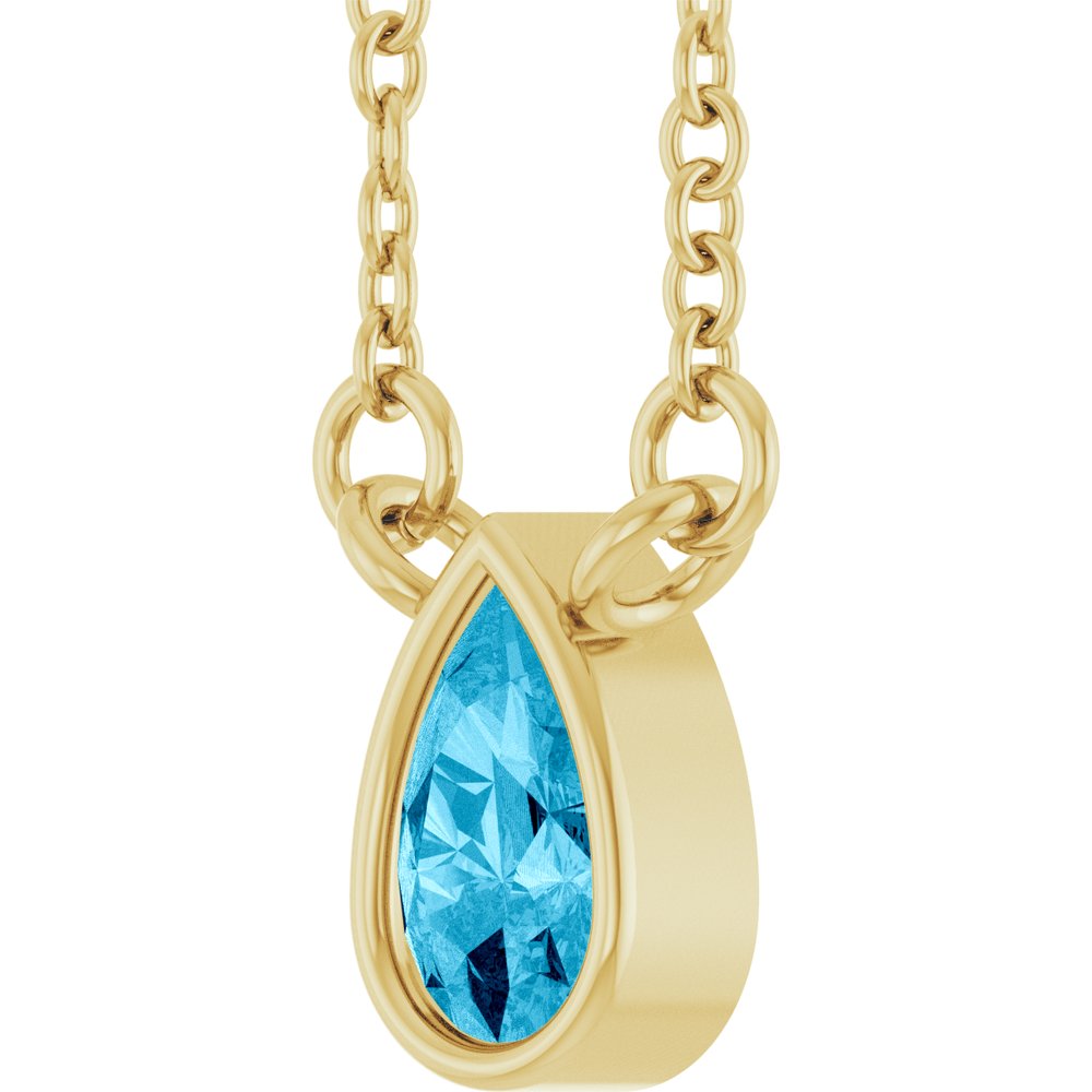 14K Yellow Gold Natural Aquamarine 18" Necklace