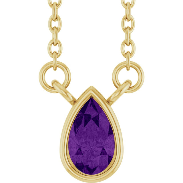 14K Yellow Gold Natural Amethyst 18" Necklace