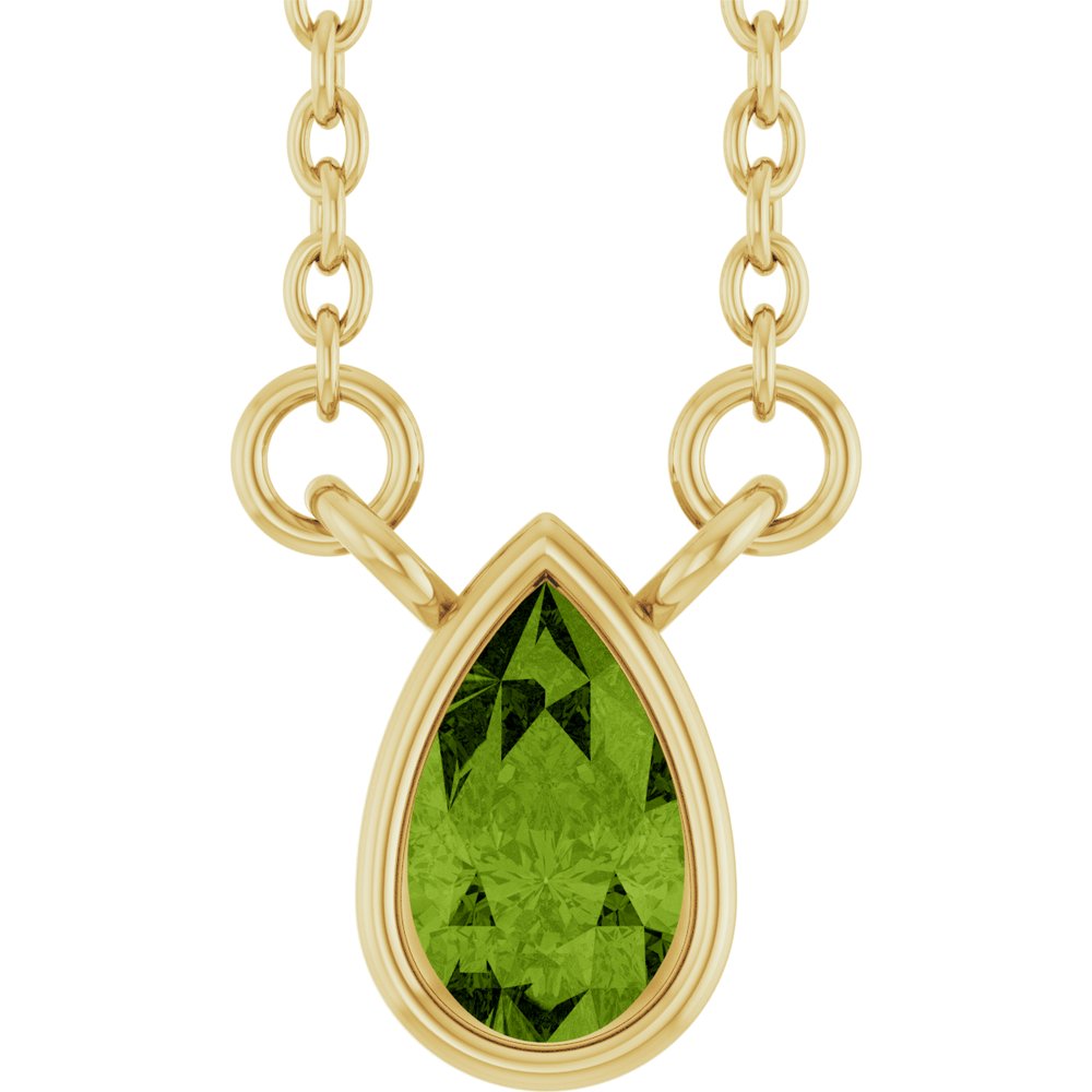 14K Yellow Gold Natural Peridot 18" Necklace