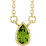 14K Yellow Gold Natural Peridot 18" Necklace