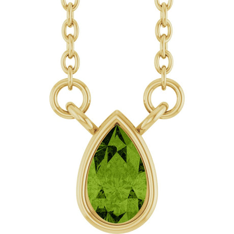14K Yellow Gold Natural Peridot 18" Necklace
