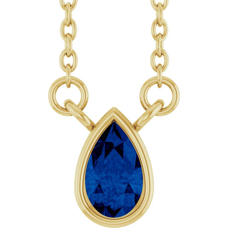 14K Yellow Gold Lab-Grown Blue Sapphire 18" Necklace