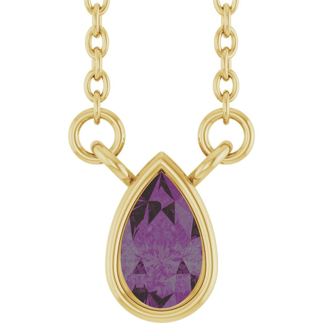 14K Yellow Gold Lab-Grown Alexandrite 18" Necklace
