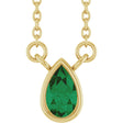 14K Yellow Gold Lab-Grown Emerald 18" Necklace