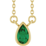 14K Yellow Gold Lab-Grown Emerald 18" Necklace