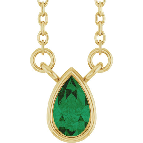 14K Yellow Gold Lab-Grown Emerald 18" Necklace