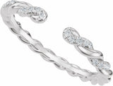 14K White Gold .08 CTW Lab-Grown Diamond Rope Open Band Size 6
