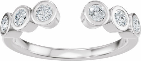 14K White Gold 1/3 CTW Natural Diamond Bezel-Set Open Band Size 7