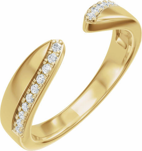 14K Yellow Gold 1/8 CTW Lab-Grown Diamond Pinched Open Band Size 7