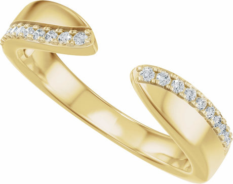14K Yellow Gold 1/8 CTW Lab-Grown Diamond Pinched Open Band Size 7
