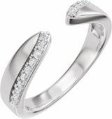 14K White Gold 1/8 CTW Lab-Grown Diamond Pinched Open Band Size 7