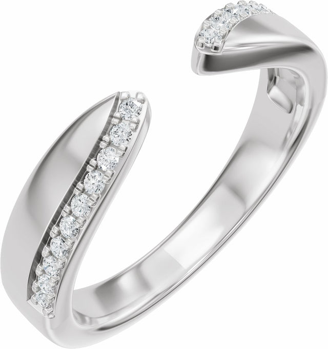 14K White Gold 1/8 CTW Lab-Grown Diamond Pinched Open Band Size 7