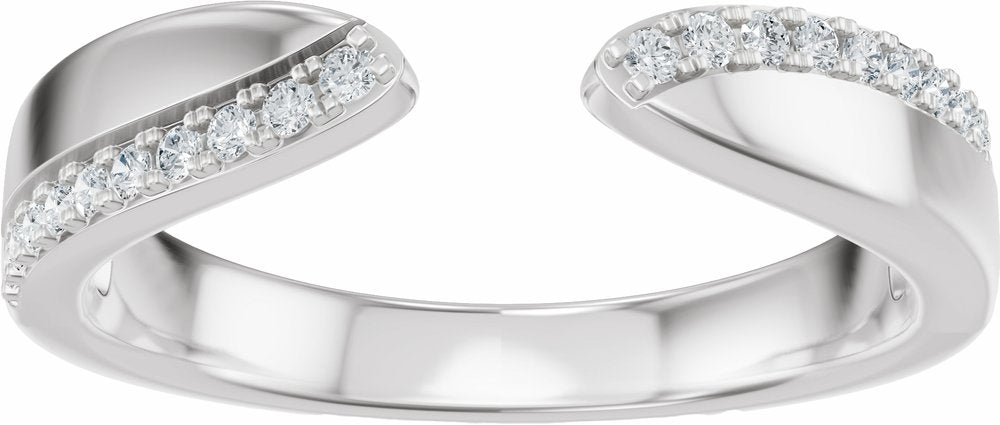 14K White Gold 1/8 CTW Lab-Grown Diamond Pinched Open Band Size 7