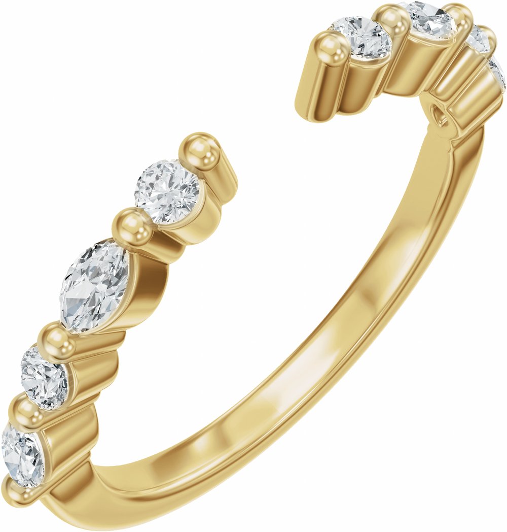 14K Yellow Gold 1/3 CTW Lab-Grown Diamond Vintage-Inspired Open Band
