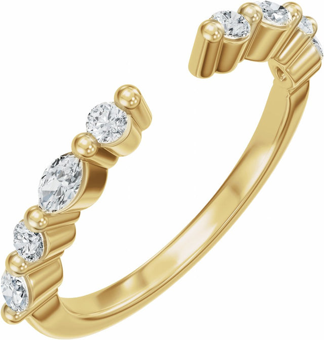 14K Yellow Gold 1/3 CTW Lab-Grown Diamond Vintage-Inspired Open Band