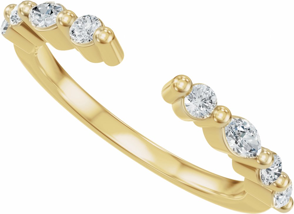 14K Yellow Gold 1/3 CTW Lab-Grown Diamond Vintage-Inspired Open Band