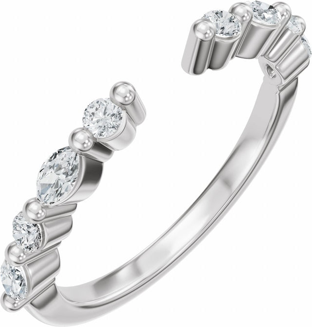 14K White Gold 1/3 CTW Lab-Grown Diamond Vintage-Inspired Open Band