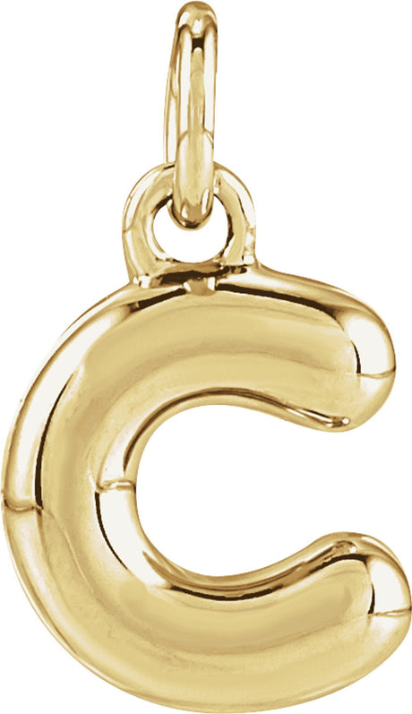 14K Yellow Gold Bubble Initial C Pendant