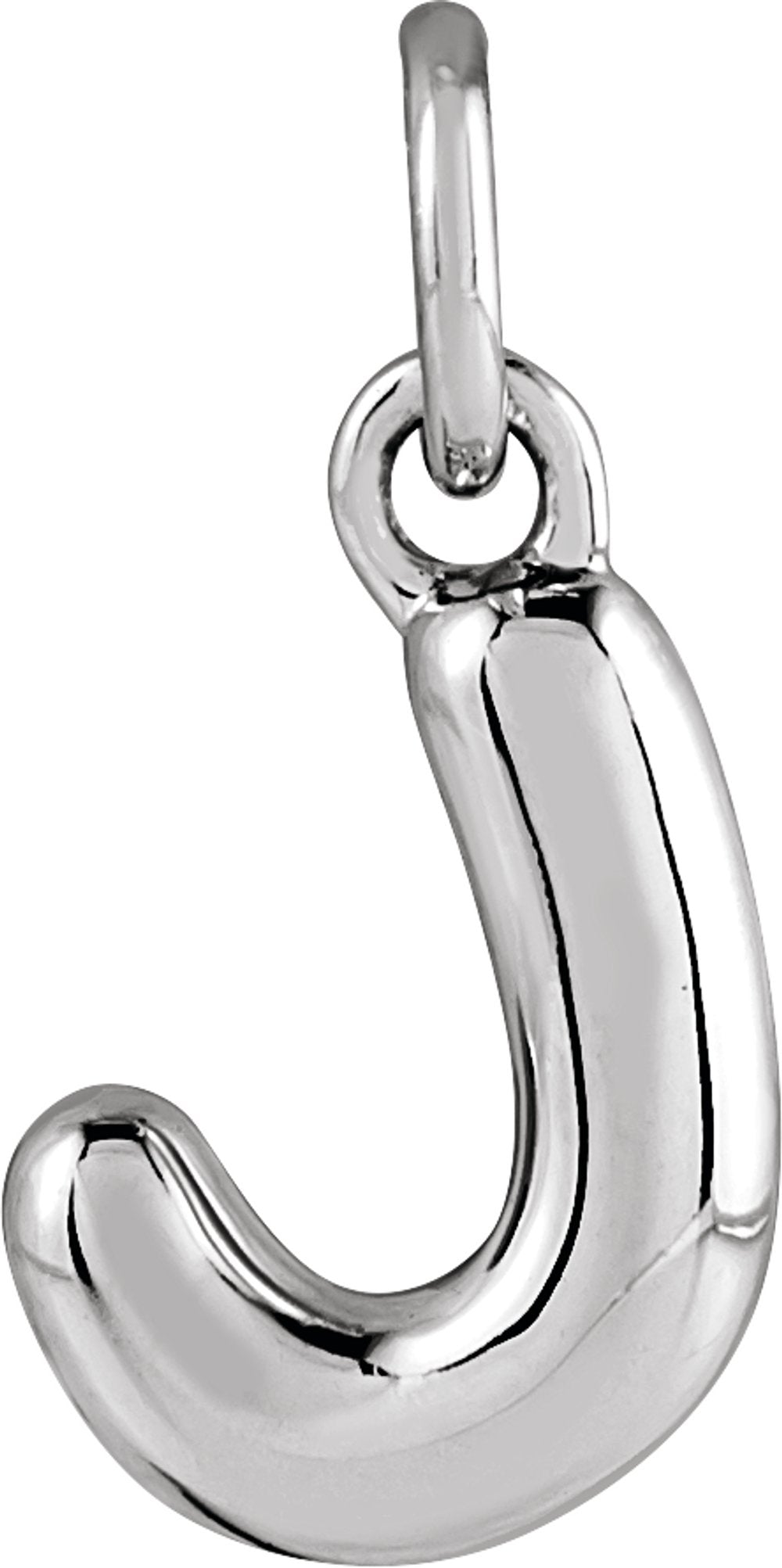 14K White Gold Bubble Initial J Pendant