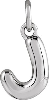 14K White Gold Bubble Initial J Pendant