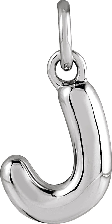 14K White Gold Bubble Initial J Pendant