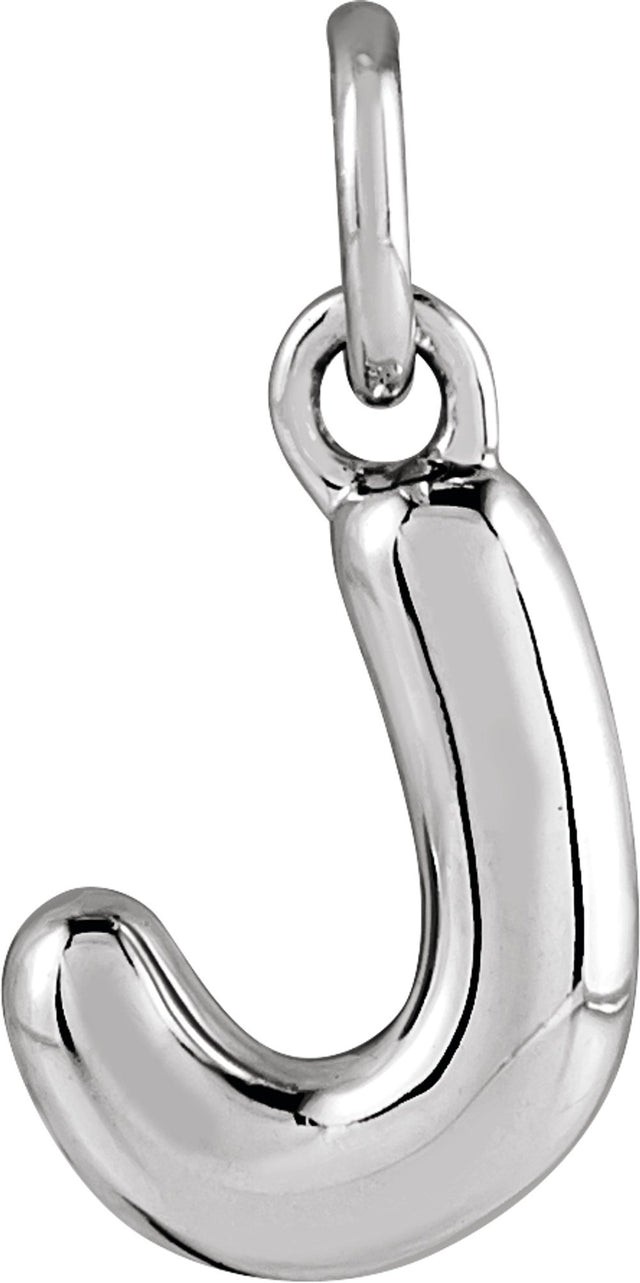 14K White Gold Bubble Initial J Pendant