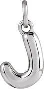 14K White Gold Bubble Initial J Pendant