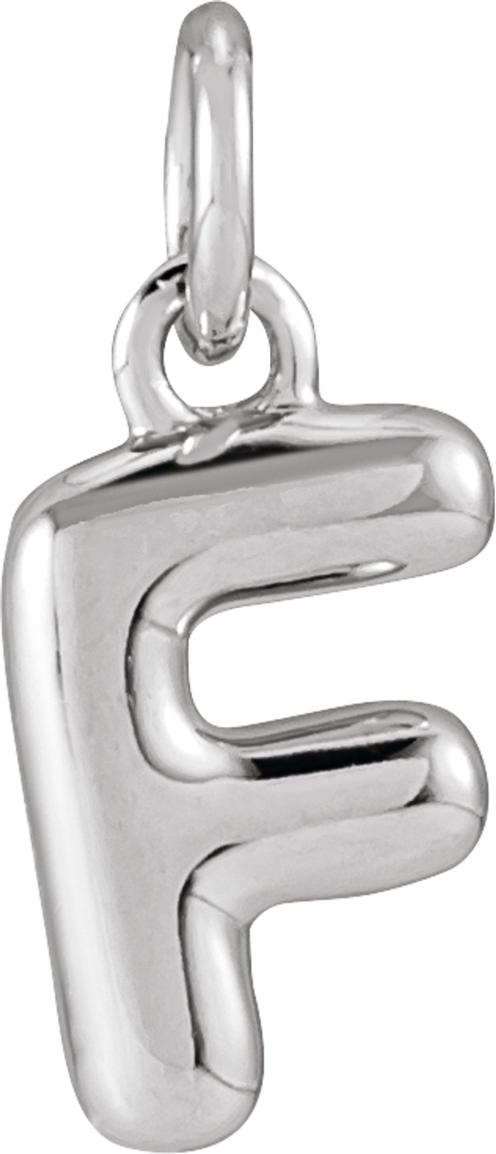 14K White Gold Bubble Initial F Pendant