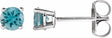 14K White Gold 4 mm Natural Blue Zircon Earrings