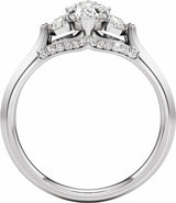14K White Gold 1 1/2 CTW Lab-Grown Diamond Three-Stone Engagement Ring
