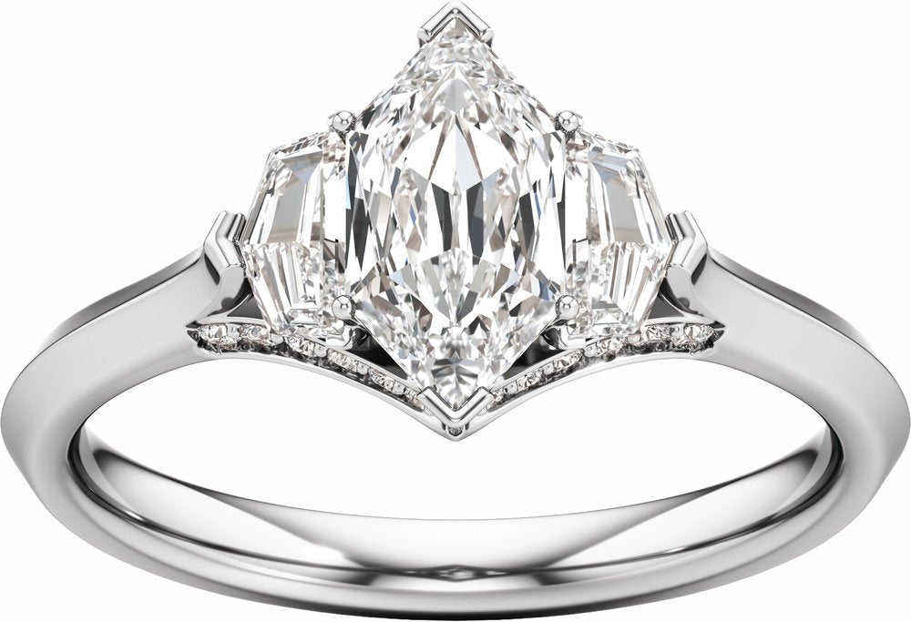 14K White Gold 1 1/2 CTW Lab-Grown Diamond Three-Stone Engagement Ring
