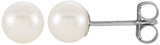 14K White Gold Cultured White Freshwater Pearl Earrings