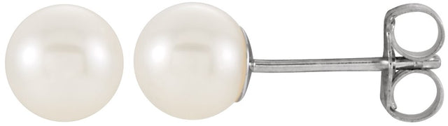 14K White Gold Cultured White Freshwater Pearl Earrings