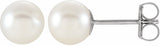 14K White Gold Cultured White Freshwater Pearl Earrings