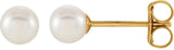 14K Yellow Gold Cultured White Freshwater Pearl Earrings
