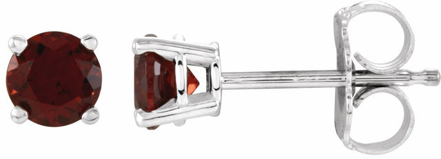 14K White 4 mm Natural Mozambique Garnet Stud Earrings