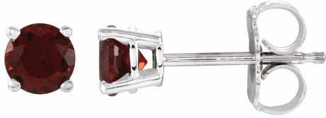 Sterling Silver 4 mm Natural Garnet Earrings