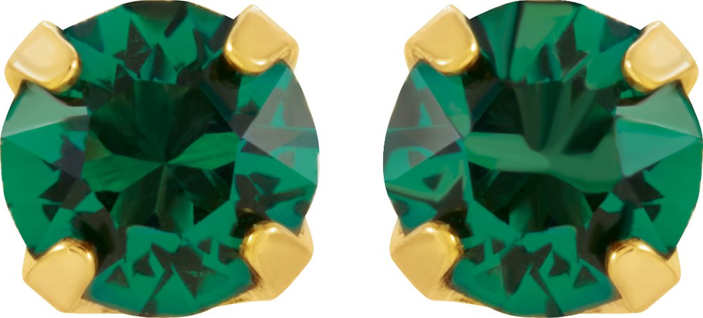 24K Gold-Plated Stainless Steel Imitation Emerald Inverness® Piercing Stud Earrings  