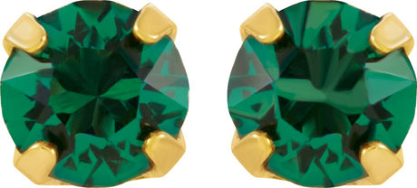 24K Gold-Plated Stainless Steel Imitation Emerald Inverness® Piercing Stud Earrings  