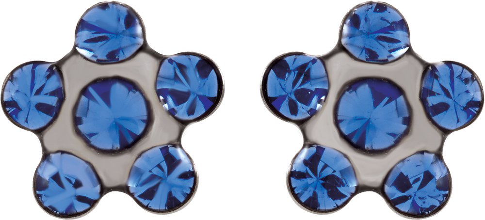 Stainless Steel Imitation Blue Crystal Piercing Earrings