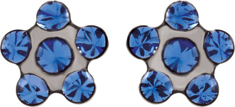 Stainless Steel Imitation Blue Crystal Piercing Earrings