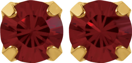 24K Yellow Gold-Plated Stainless Steel Imitation Ruby Inverness® Piercing Earrings