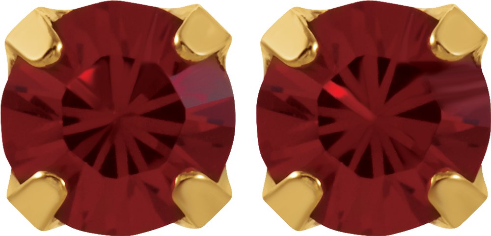 24K Yellow Gold-Plated Stainless Steel Imitation Ruby Inverness® Piercing Earrings