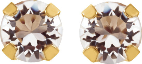 14K Yellow Gold Imitation Sapphire Inverness® Piercing Stud Earrings  