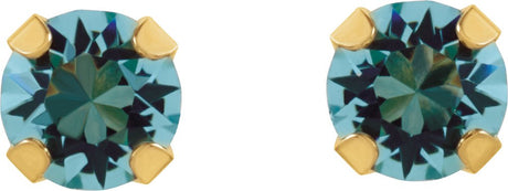 14K Yellow Gold Imitation Aquamarine Inverness® Piercing Stud Earrings  
