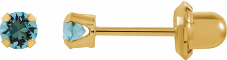 14K Yellow Imitation Aquamarine Inverness® Piercing Stud Earrings  