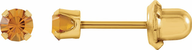 14K Yellow Gold Imitation Citrine Inverness® Piercing Stud Earrings  