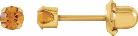 14K Yellow Gold Imitation Citrine Inverness® Piercing Stud Earrings  